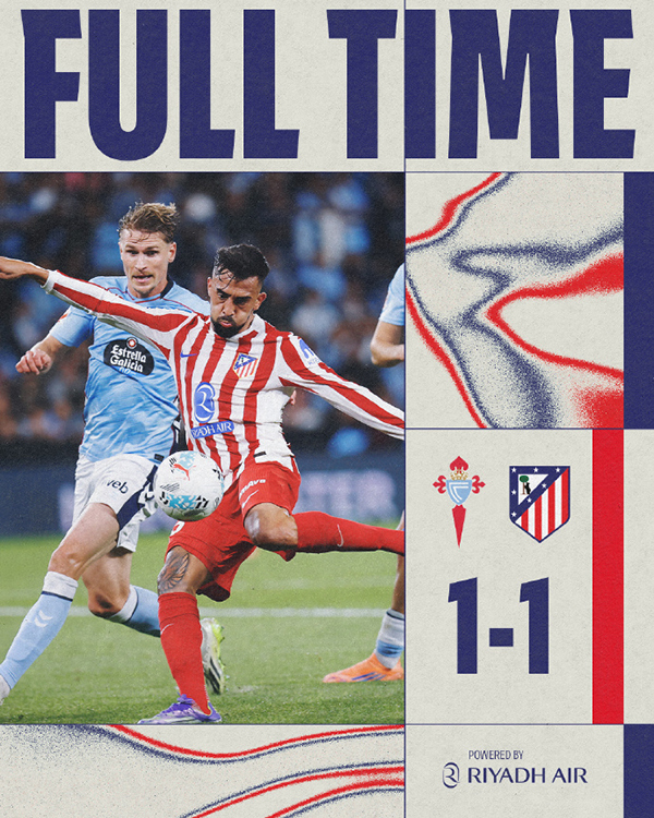 西甲：马竞1-1塞尔塔 巴里奥斯造乌龙 朗格莱染红