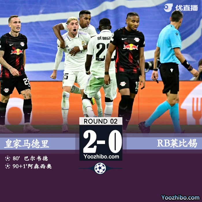 皇马2-0战胜莱比锡