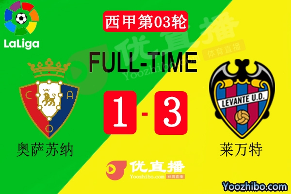 莱万特3-1奥萨苏纳