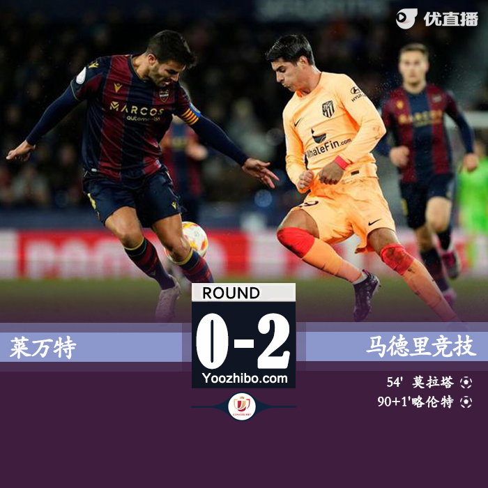 马竞客场2-0击败莱万特