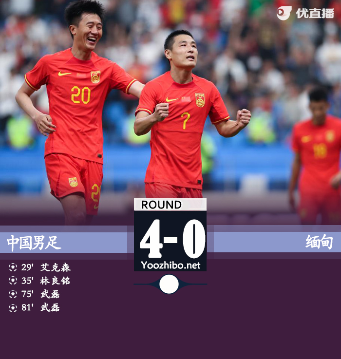 国足4-0击败缅甸收获胜利