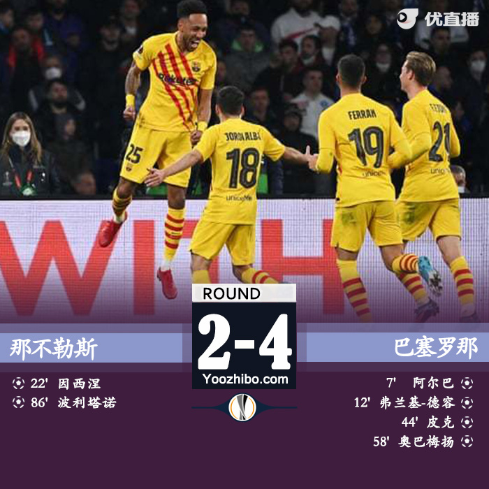 巴萨4-2那不勒斯，总比分5-3